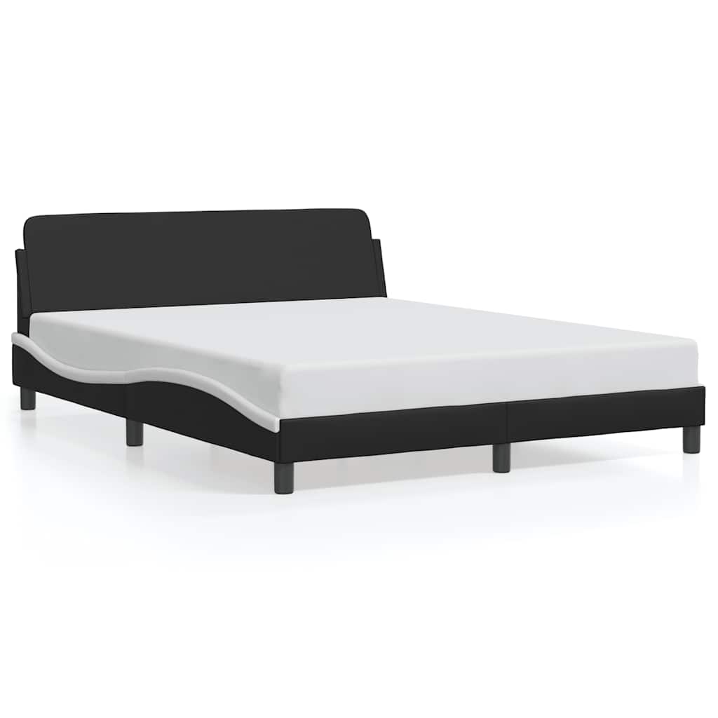 Bed Frame "Dover" Black and White 152x203 cm Faux Leather