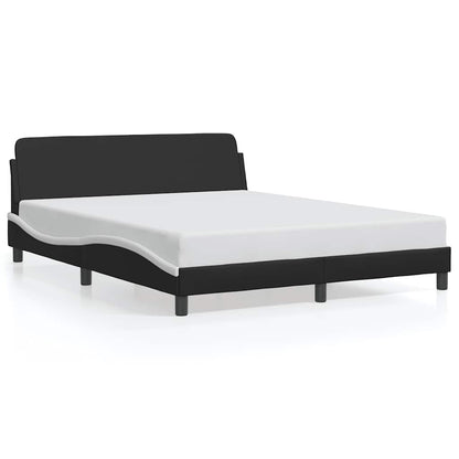 Bed Frame "Dover" Black and White 152x203 cm Faux Leather