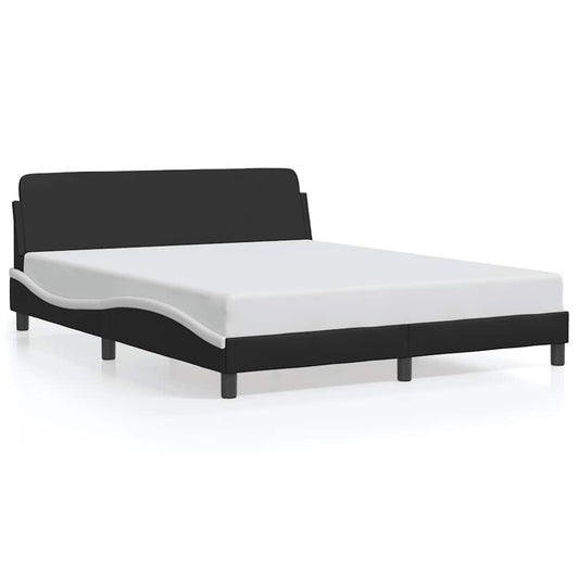 Bed Frame "Dover" Black and White 152x203 cm Faux Leather