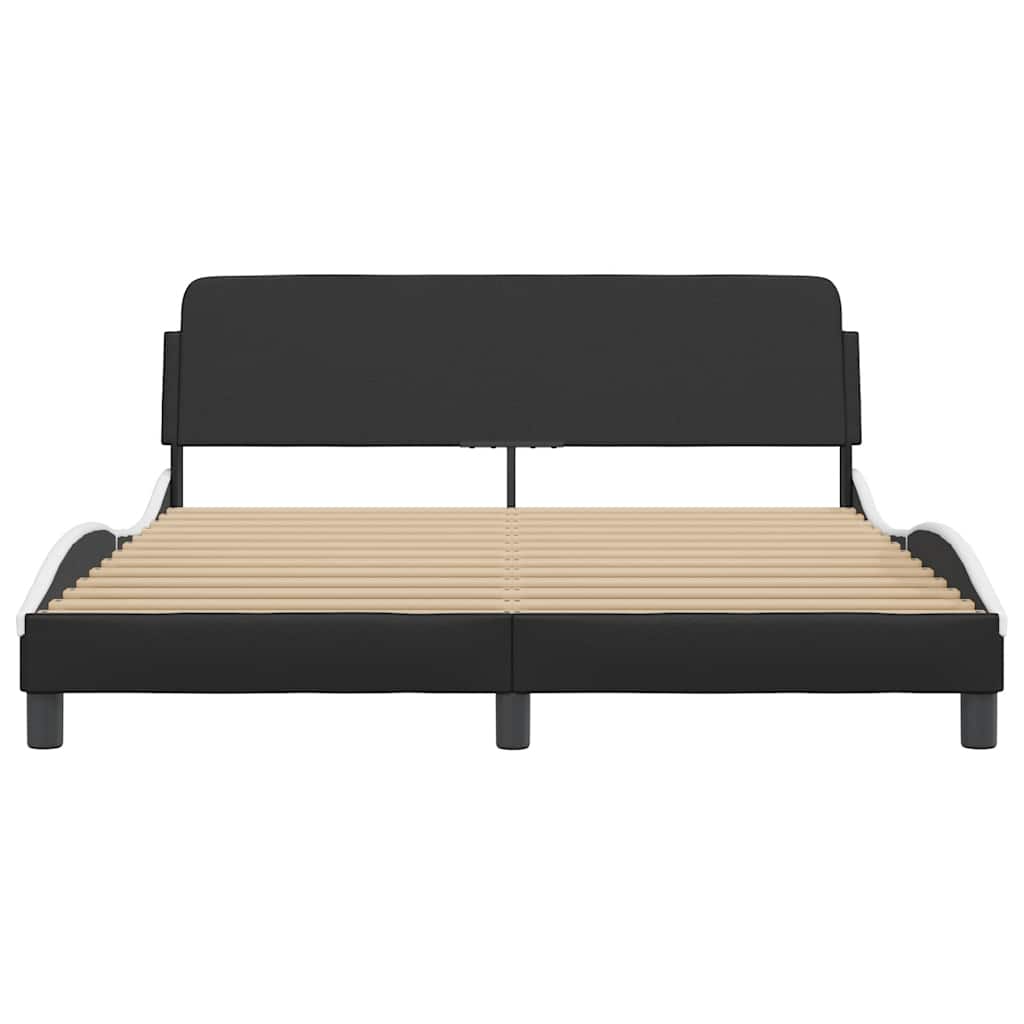 Bed Frame "Dover" Black and White 152x203 cm Faux Leather