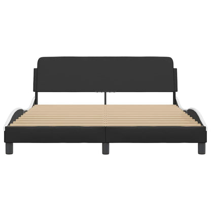 Bed Frame "Dover" Black and White 152x203 cm Faux Leather