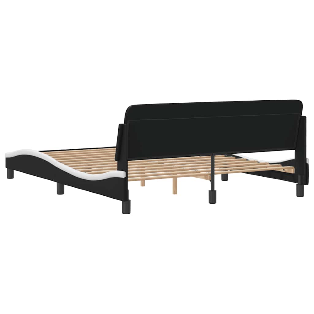 Bed Frame "Dover" Black and White 152x203 cm Faux Leather