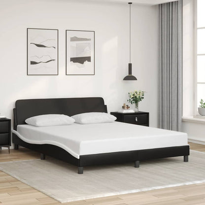 Bed Frame "Dover" Black and White 152x203 cm Faux Leather