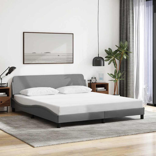 Bed Frame "Dover" Light Grey 183x213 cm Fabric