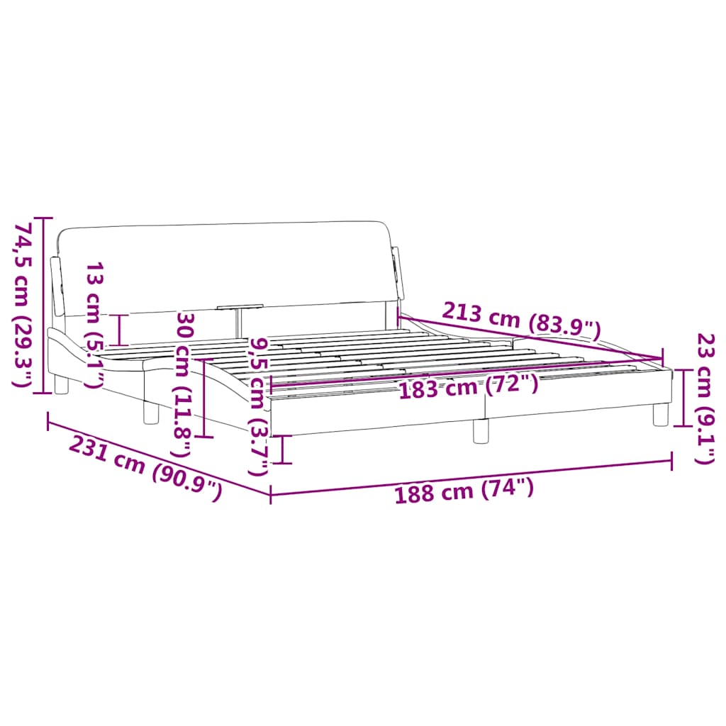 Bed Frame "Dover" White 183x213 cm Faux Leather