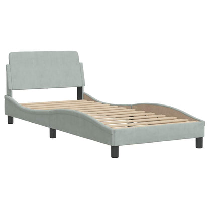 Bed Frame "Dover" Light Grey 90x190 cm Single Velvet