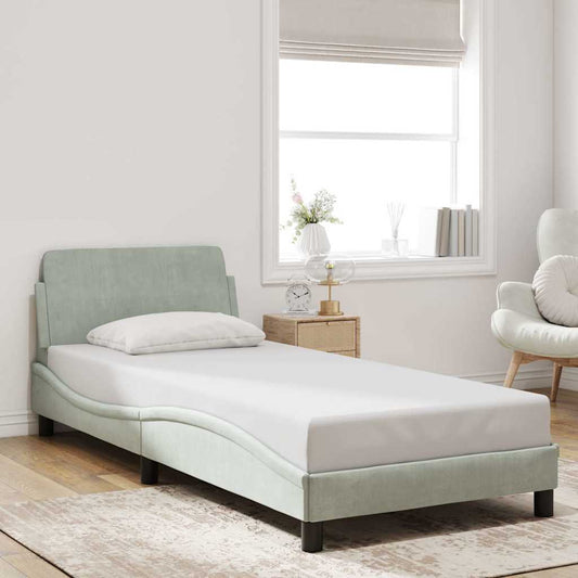 Bed Frame "Dover" Light Grey 90x190 cm Single Velvet