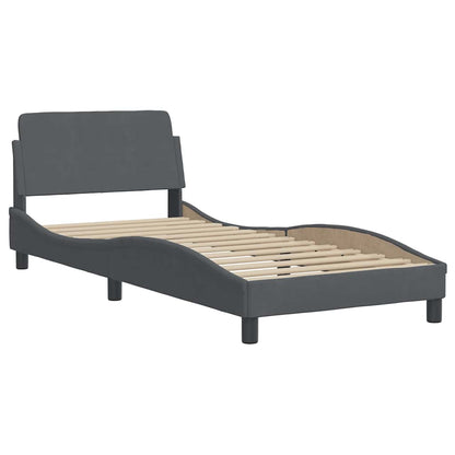 Bed Frame "Dover" Dark Grey 90x190 cm Single Velvet