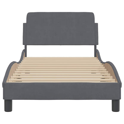 Bed Frame "Dover" Dark Grey 90x190 cm Single Velvet