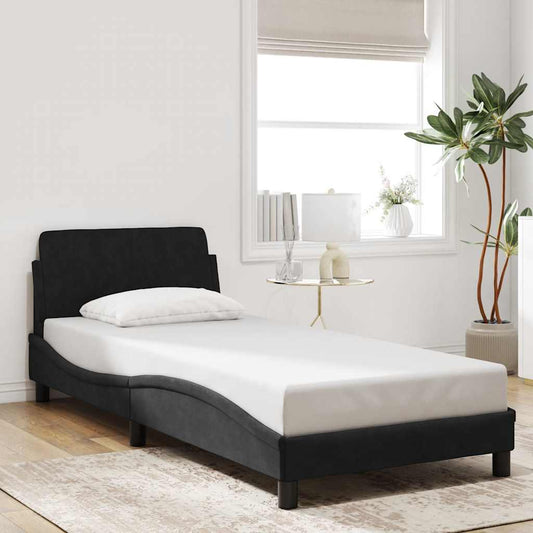 Bed Frame "Dover" Black 90x190 cm Single Velvet