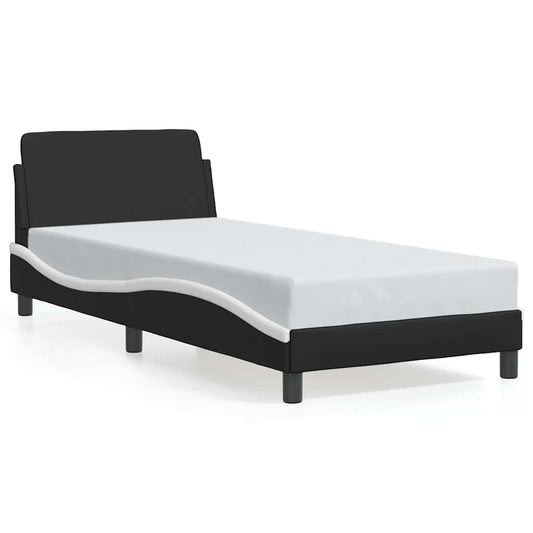 Bed Frame "Dover" Black and White 90x190 cm Single Faux Leather