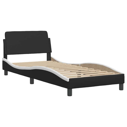 Bed Frame "Dover" Black and White 90x190 cm Single Faux Leather