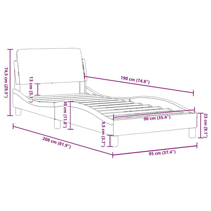 Bed Frame "Dover" Black and White 90x190 cm Single Faux Leather