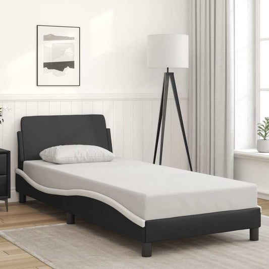 Bed Frame "Dover" Black and White 90x190 cm Single Faux Leather