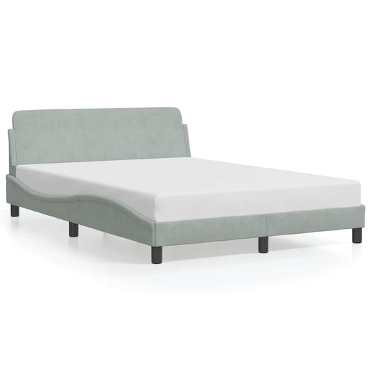 Bed Frame "Dover" Light Grey 135x190 cm Double Velvet