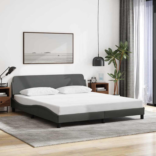 Bed Frame "Dover" Dark Grey 180x200 cm Super King Fabric