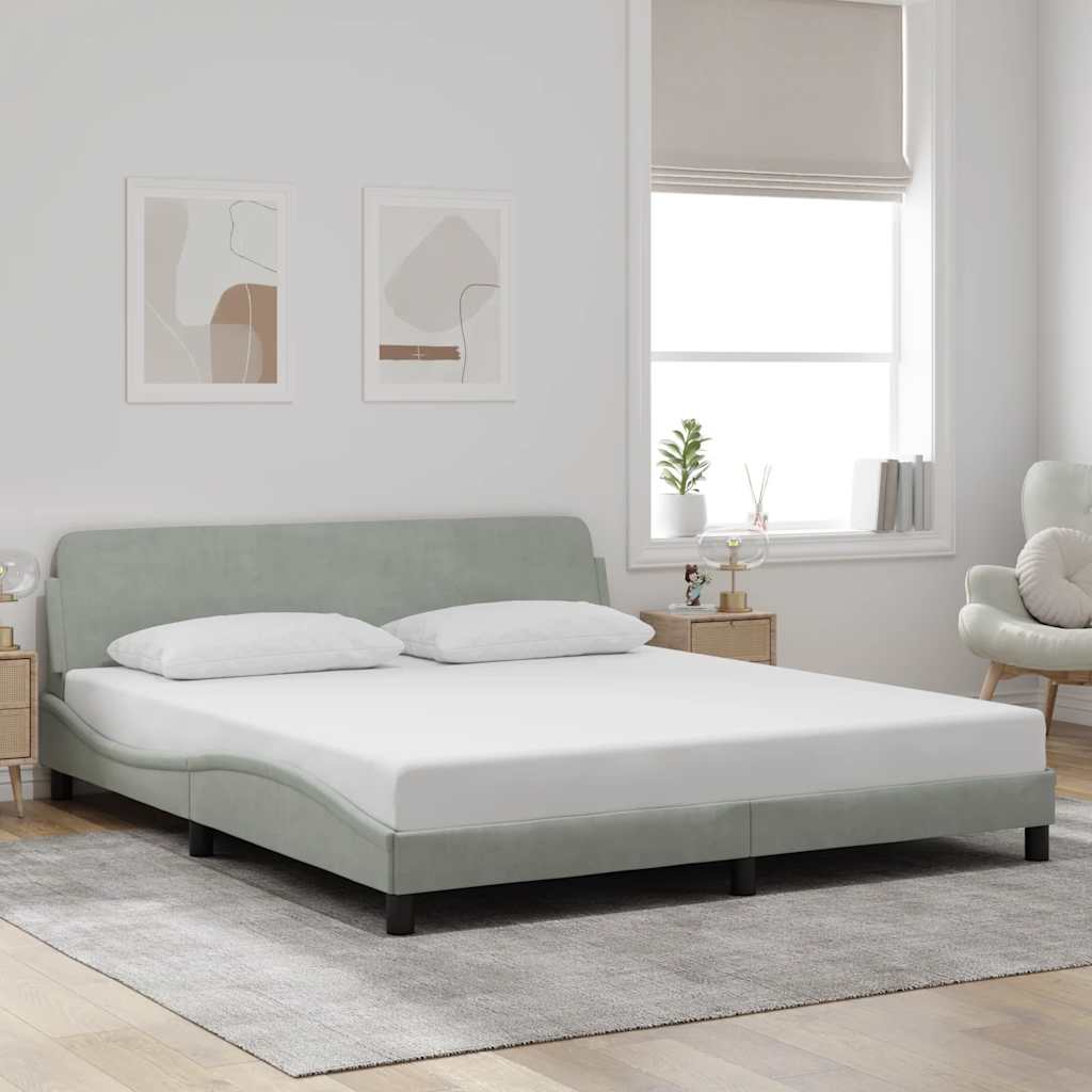 Bed Frame "Dover" Light Grey 180x200 cm Super King Velvet