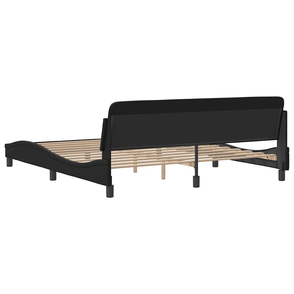 Bed Frame "Dover" Black 180x200 cm Super King Faux Leather
