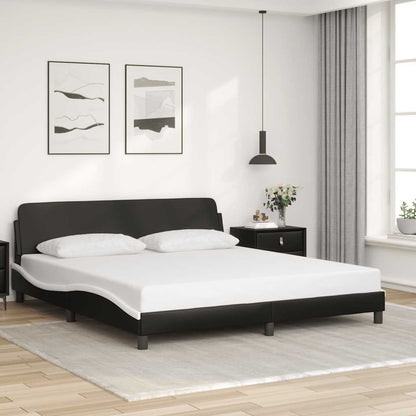 Bed Frame "Dover" Black and White 180x200 cm Super King Faux Leather