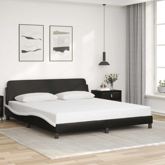 Bed Frame "Dover" Black and White 180x200 cm Super King Faux Leather