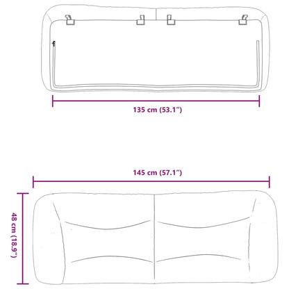 Headboard Cushion Black 135 cm Faux Leather