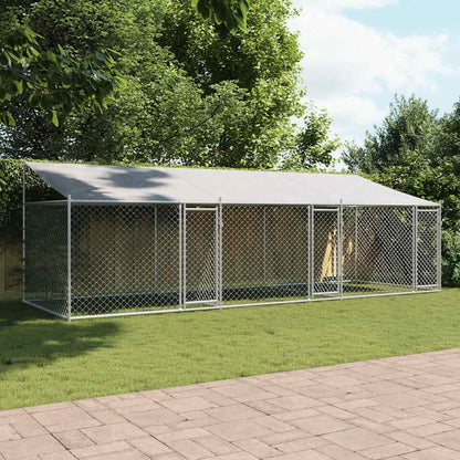 Dog Cage with Roof and Doors Grey 6x2x2 m Galvanised Steel