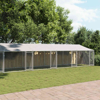 Dog Cage with Roof and Doors Grey 10x2x2 m Galvanised Steel
