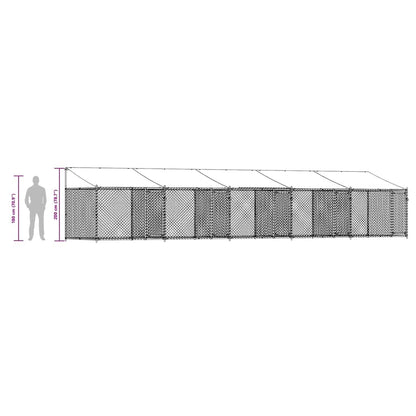 Dog Cage with Roof and Doors Grey 10x2x2 m Galvanised Steel