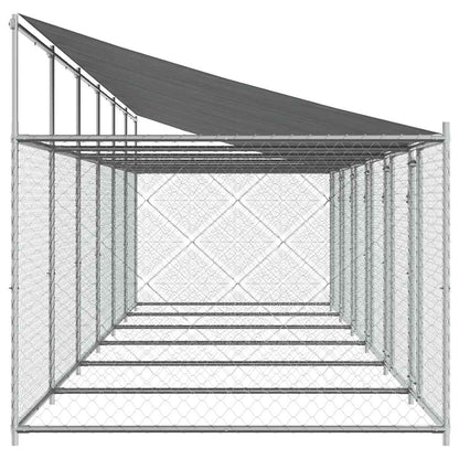 Dog Cage with Roof and Doors Grey 12x2x2 m Galvanised Steel
