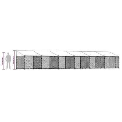 Dog Cage with Roof and Doors Grey 12x2x2 m Galvanised Steel