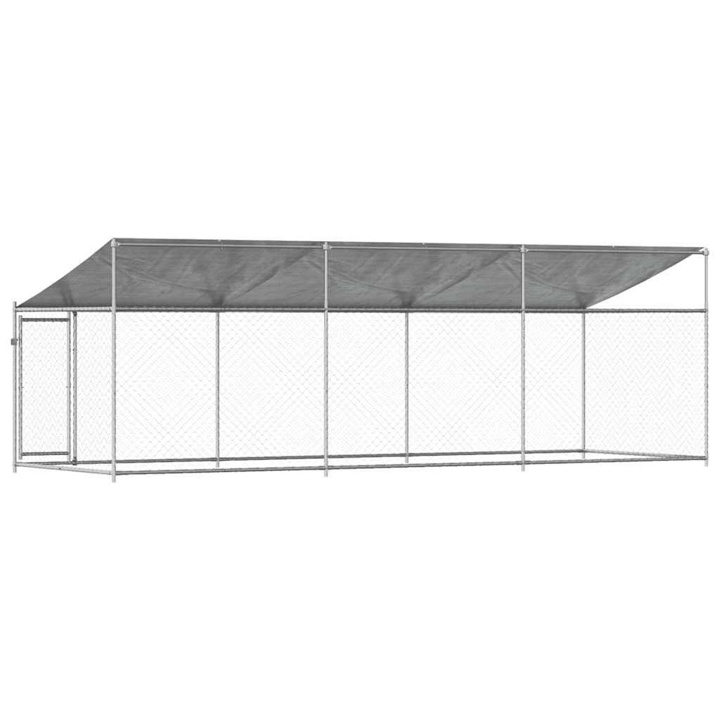 Dog Cage with Roof and Door Grey 6x2x2 m Galvanised Steel