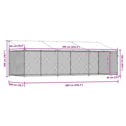 Dog Cage with Roof and Door Grey 6x2x2 m Galvanised Steel
