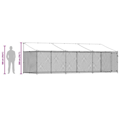 Dog Cage with Roof and Door Grey 6x2x2 m Galvanised Steel