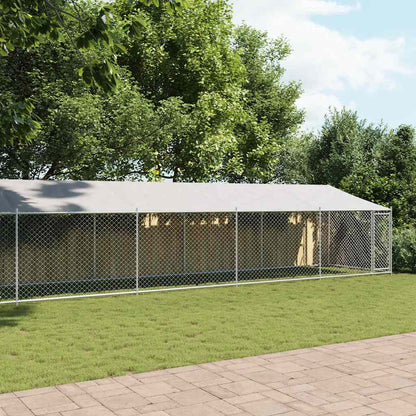 Dog Cage with Roof and Door Grey 10x2x2 m Galvanised Steel