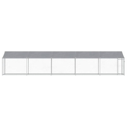 Dog Cage with Roof and Door Grey 10x2x2 m Galvanised Steel