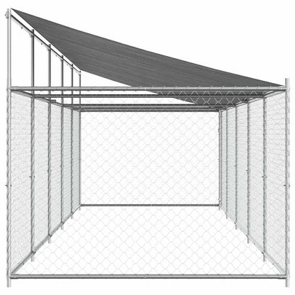 Dog Cage with Roof and Door Grey 10x2x2 m Galvanised Steel