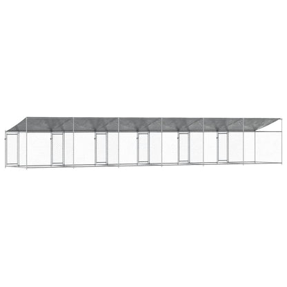 Dog Cage with Roof and Door Grey 10x2x2 m Galvanised Steel