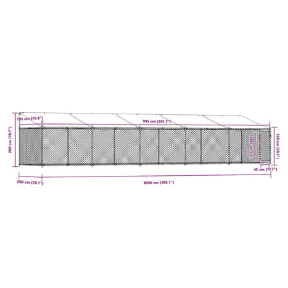 Dog Cage with Roof and Door Grey 10x2x2 m Galvanised Steel