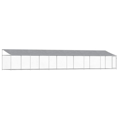 Dog Cage with Roof and Door Grey 12x2x2 m Galvanised Steel