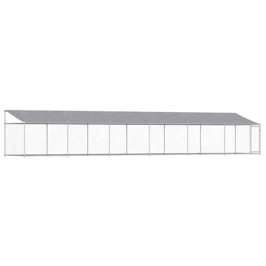 Dog Cage with Roof and Door Grey 12x2x2 m Galvanised Steel