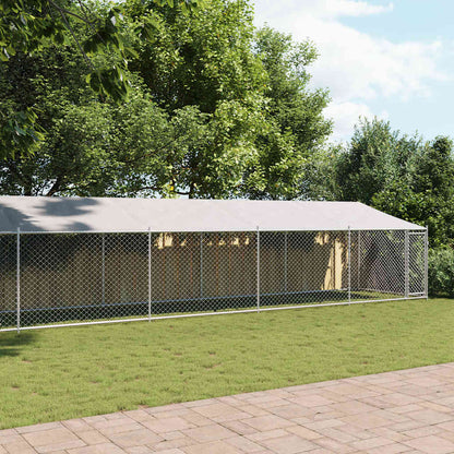 Dog Cage with Roof and Door Grey 12x2x2 m Galvanised Steel