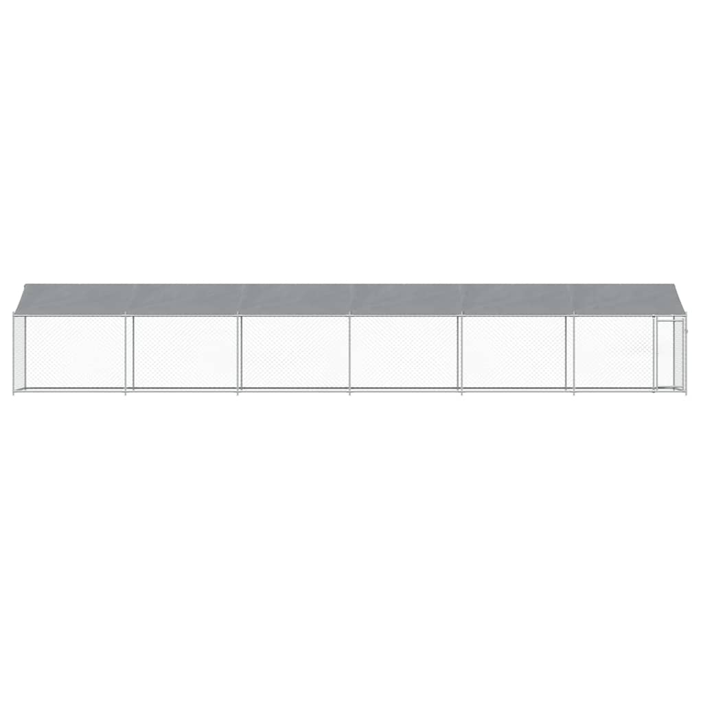 Dog Cage with Roof and Door Grey 12x2x2 m Galvanised Steel