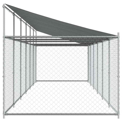 Dog Cage with Roof and Door Grey 12x2x2 m Galvanised Steel