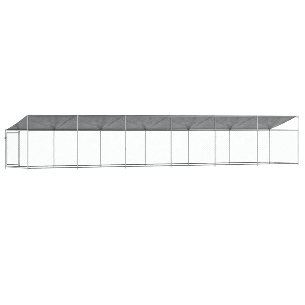 Dog Cage with Roof and Door Grey 12x2x2 m Galvanised Steel