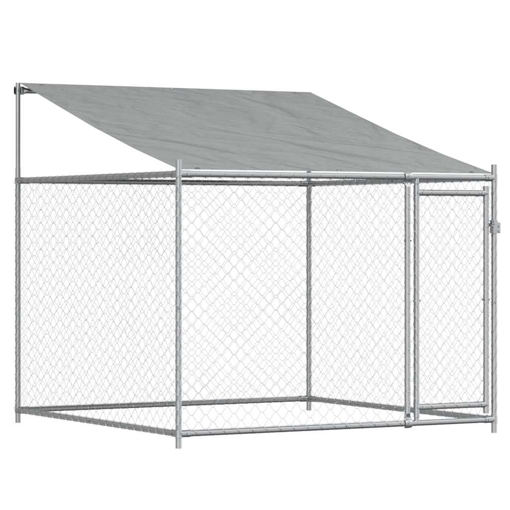 Dog Cage with Roof and Door Grey 12x2x2 m Galvanised Steel