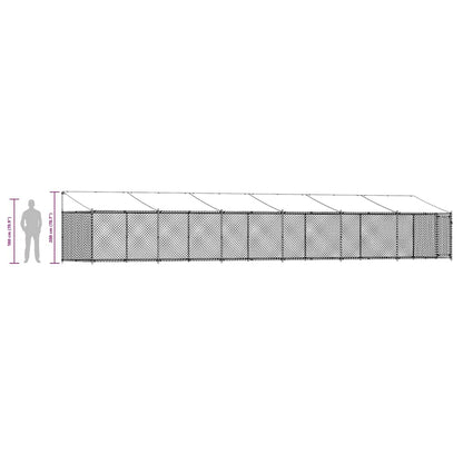 Dog Cage with Roof and Door Grey 12x2x2 m Galvanised Steel