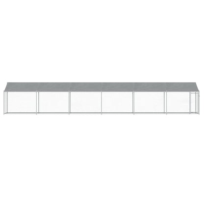 Dog Cage with Roof and Door Grey 12x2x2 m Galvanised Steel