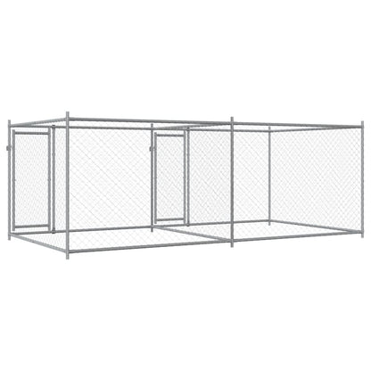 Dog Cage with Doors Grey 4x2x1,5 m Galvanised Steel