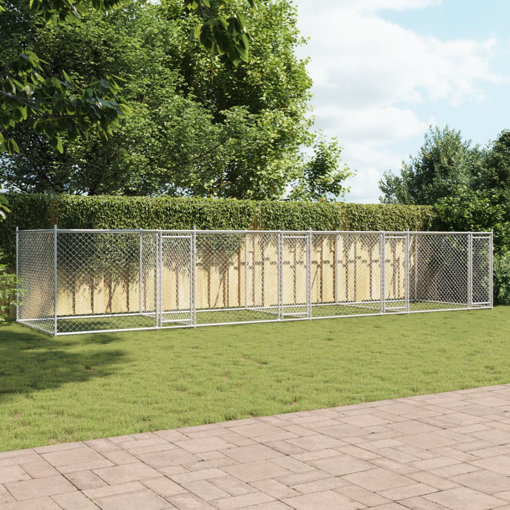 Dog Cage with Doors Grey 8x2x1,5 m Galvanised Steel