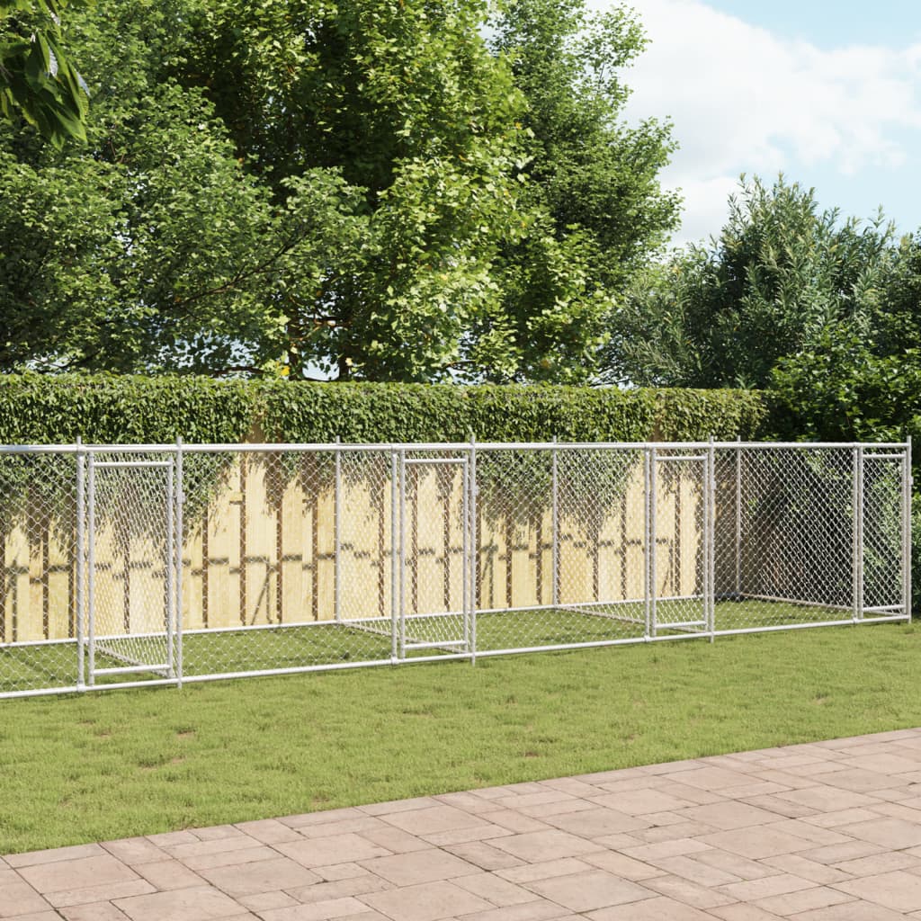 Dog Cage with Doors Grey 10x2x1,5 m Galvanised Steel